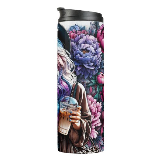 Boho Floral Iced Coffee Dream Thermosbeker (Geroteerd rechts)