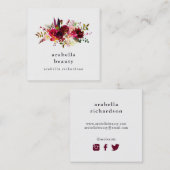 Boho Floral | Icons voor sociale media Vierkante Visitekaartje (Voorkant / Achterkant)
