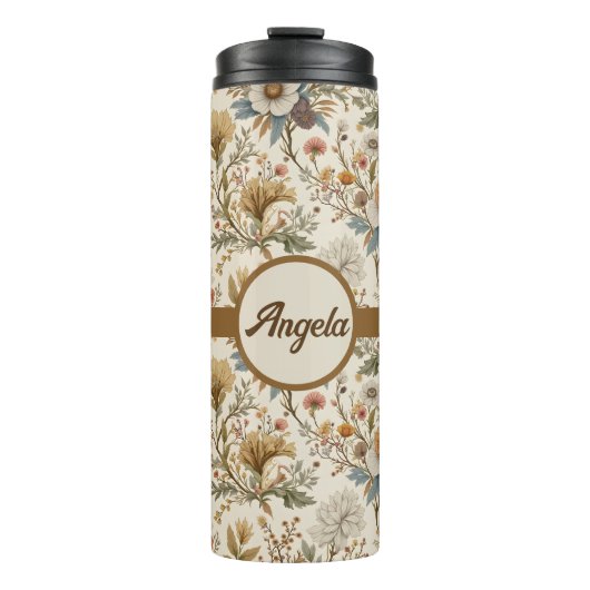 Boho Floral in Beige Thermosbeker (Voorkant)
