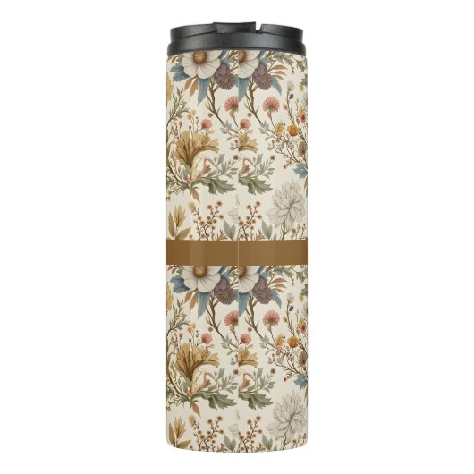 Boho Floral in Beige Thermosbeker (Achterkant)