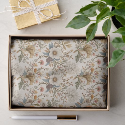 Boho Floral in Beige Tissuepapier (Geschenk)