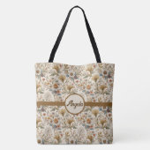 Boho Floral in Beige Tote Bag (Achterkant)