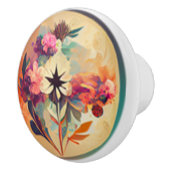 Boho Floral in Earth Tones Keramische Knop (Rechts)