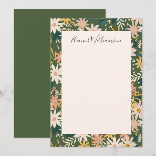 Boho Floral in het Peach-Baby shower en het Green Bedankkaart (Voorkant / Achterkant)