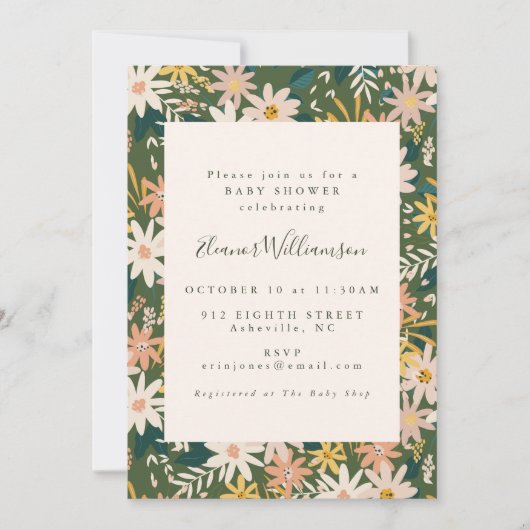  Boho Floral in het Peach-Baby shower en het Green Kaart (Voorkant)