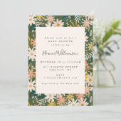  Boho Floral in het Peach-Baby shower en het Green Kaart (Staand voorkant)