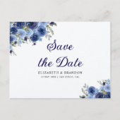 Boho Floral in Midnight Blue – Rustic Wedding Briefkaart (Voorkant)