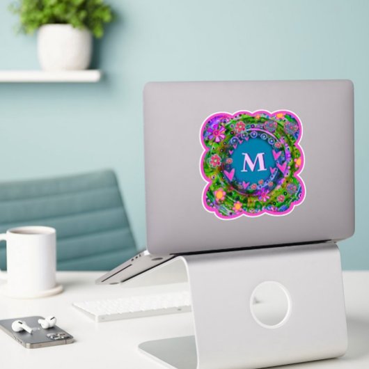 Boho Floral Initiaal voor haar inspirativiteit Sti Sticker