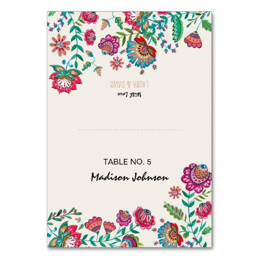 Boho Floral | Instellingen gastnaam | Plaats kaart (Voorkant)