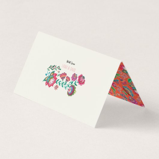 Boho Floral | Instellingen gastnaam | Plaats kaart Visitekaartje (Achterkant)