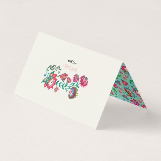 Boho Floral | Instellingen gastnaam | Plaats kaart Visitekaartje (Achterkant)
