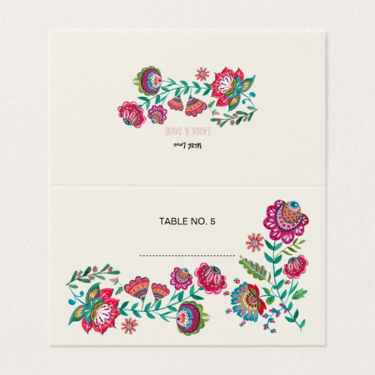 Boho Floral | Instellingen gastnaam | Plaats kaart Visitekaartje (Buitenkant ongevouwen)