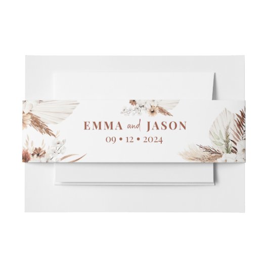 Boho Floral Invitation Belly Band Uitnodigingen Wikkel (Voorkant Voorbeeld)