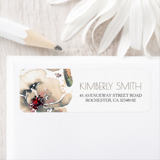 Boho Floral Ivoor Blush Waterverf Elegant Bruiloft Etiket (Insitu)