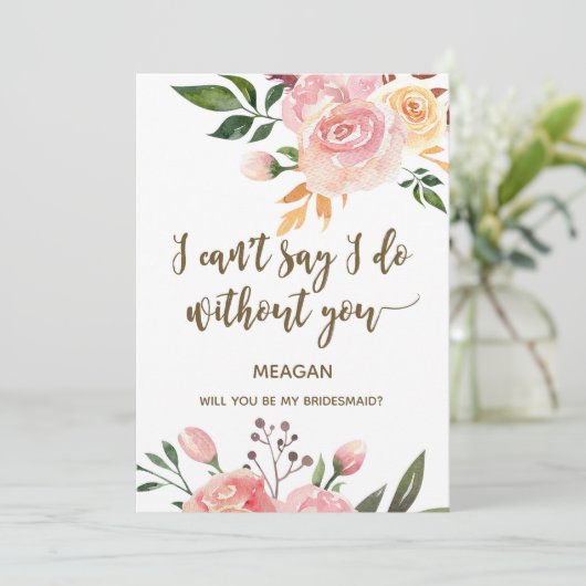 Boho Floral, jij wordt mijn bruidsmeisje kaart (Staand voorkant)