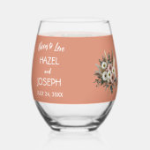 Boho Floral juicht om gepersonaliseerde bruiloft l Wijnglas Zonder Voet (Voorkant)