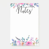 Boho Floral, Kantoor, Meeting, roze en paarse Post-it® Notes (Voorkant)