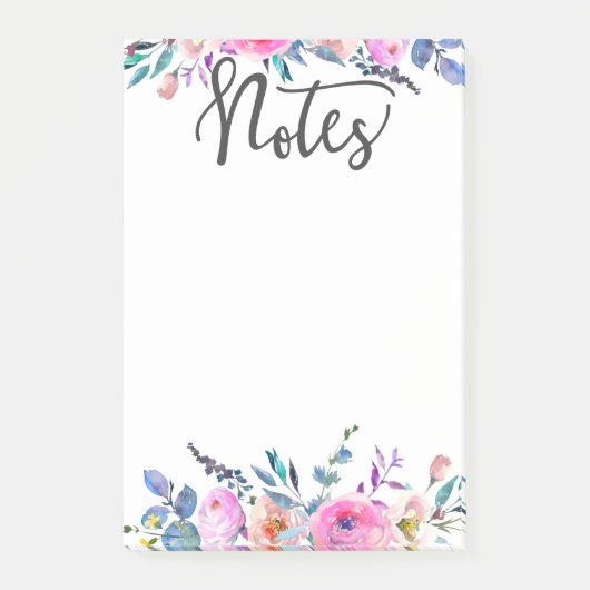 Boho Floral, Kantoor, Meeting, roze en paarse Post-it® Notes (Voorkant)