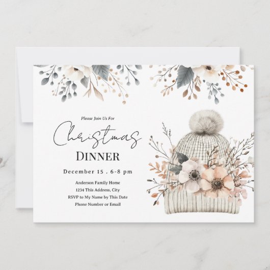 Boho Floral kerstdiner uitnodiging (Voorkant)