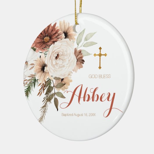 Boho Floral Kerstmis Baptisme Ornament God Bless (Links)