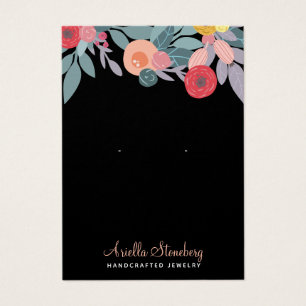 Boho Floral Kleurrijke Oorbel Zwart Visitekaartje