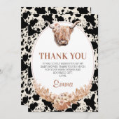 Boho Floral Koe Baby shower Hartelijk dank Kaart (Voorkant / Achterkant)