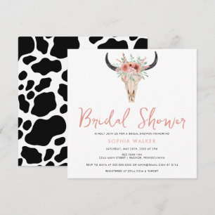 Boho Floral Koe Druk Western Vrijgezellenfeest af Kaart