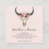 Boho Floral Koe Roze Hartenachtergrond Vierkante Visitekaartje (Achterkant)