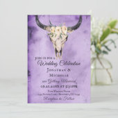 Boho Floral Koe schedel Paars in één bruiloft Kaart (Staand voorkant)