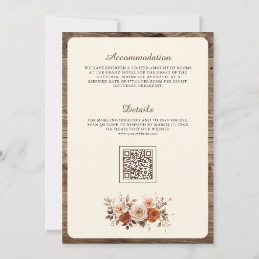 Boho Floral Koe schedel Westerne bruiloft uitnodig Kaart (Achterkant)