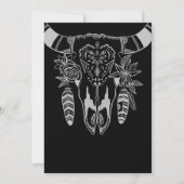 Boho Floral Koe Skull Black and White Wedding Kaart (Achterkant)