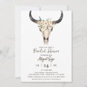 Boho Floral Koe Skull Brown White Vrijgezellenfees Kaart (Voorkant)