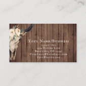 Boho Floral Koe Skull op Barnwood Background Visitekaartje (Achterkant)
