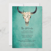 Boho Floral Koe Skull Turquoise All in One Wedding Kaart (Achterkant)