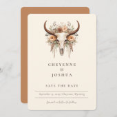 Boho Floral Koe Skull Westerne QRcode Bewaar de da Kaart (Voorkant / Achterkant)