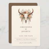 Boho Floral Koe Skull Westerne QRcode Bewaar de da Kaart (Voorkant / Achterkant)