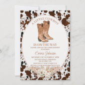 Boho Floral Koeienhuid Cowboy Boots Baby shower Kaart (Voorkant)