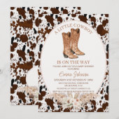 Boho Floral Koeienhuid Cowboy Boots Baby shower Kaart (Voorkant / Achterkant)