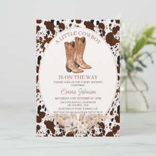 Boho Floral Koeienhuid Cowboy Boots Baby shower Kaart
