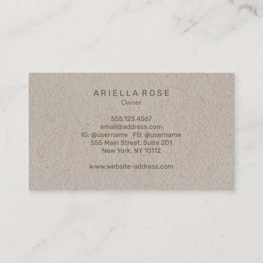 Boho Floral Kraft Visitekaartje (Achterkant)