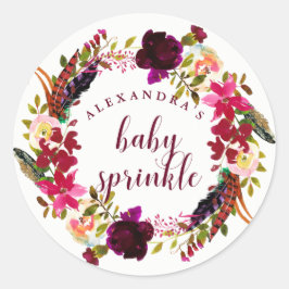 Boho Floral krans | Baby Sprinkle Ronde Sticker