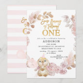 Boho Floral krans Een konijntje 1e verjaardag Kaart (Voorkant / Achterkant)