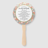 Boho Floral krans koraal grijs goud bruiloft progr Handwaaier (Voorkant)