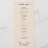 Boho Floral Krans Script Wedding Flat Programma Programmakaart (Achterkant)