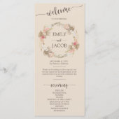Boho Floral Krans Script Wedding Flat Programma Programmakaart (Voorkant)