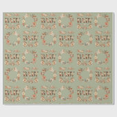 Boho Floral krans Waterverf Groen Baby Gift Cadeaupapier (Vlak)