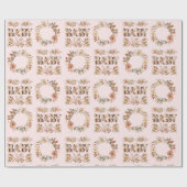 Boho Floral krans Waterverf roze Baby cadeau Cadeaupapier (Vlak)