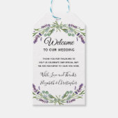 Boho Floral Lavender Eucalyptus Weddenschap Welkom Cadeaulabel (Voorkant)