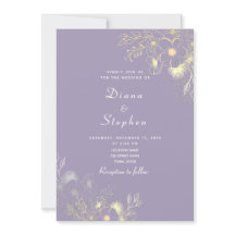 Boho Floral Lavender Wedding Invitation