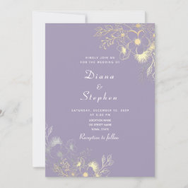 Boho Floral Lavender Wedding Invitation Kaart